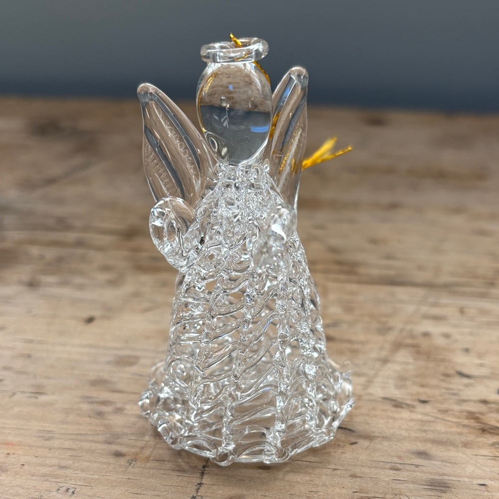 Spun Glass Clear Angel Ornament